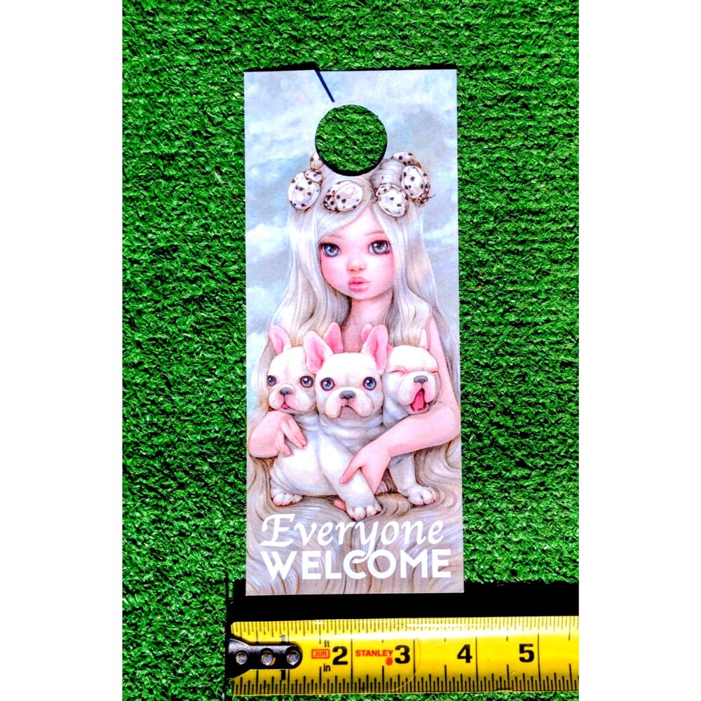 Camilla d'Errico Art Double-Sided Door Handle Hanging Welcome/Warning Notice EUC